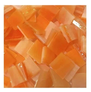 1/2" Orange Cream Mosaic Stained Glass Tiles - Picture 1 of 1