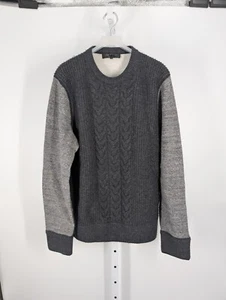 Rag & Bone Men’s Charcoal Gray Radford Cable Knit Crew Wool Blend Fleece Sweater - Picture 1 of 4