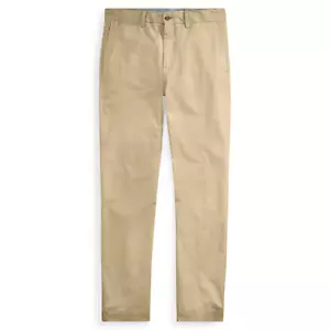 Ralph Lauren Mens Stretch Chinos pants Khaki Tan Flat Front MSRP $125 NWT 34x34 - Picture 1 of 6