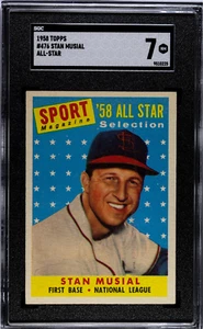 1958 Topps Stan Musial All Star #476 Cardinals HOF - SGC 7 - CENTERED - Picture 1 of 2