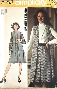 Simplicity 5183 Vintage Women’s Dress Vest Designer Size 14 - Picture 1 of 2