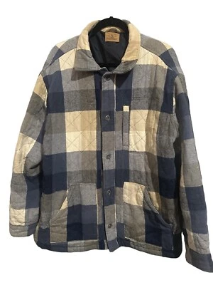 REDHEAD RANCH Talla L Azul Beige y Blanco Acolchado Búfalo Cuadros Camisa Chaqueta Foto 1 de 4