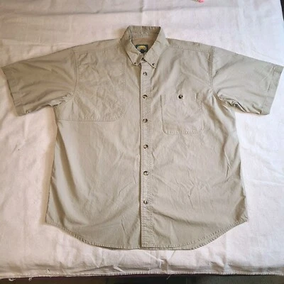 Cabelas Mens XL Shirt Short Slv Button-Down Khaki Hunting Safari Vented Shirt - Image 1 of 4