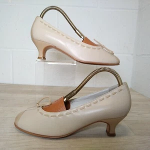 Hotter Panache Court Schuhe UK5,5 EU38,5 cremebeige Leder Slipper Spule Absätze - Bild 1 von 13