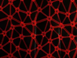 African Fabric 1/2 Yard Cotton Wax Print RED BLACK Abstract Triangles BTHY - Picture 1 of 3