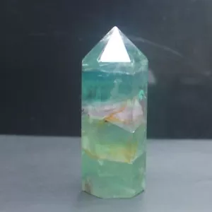 Cristallo Fluorite Naturale Punto Esagonale Colonna Guarigione Quarzo Pietra Reiki - Foto 1 di 5
