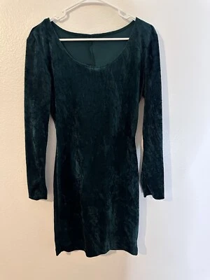 Mini Vestido Vintage Mujer Verde Terciopelo Aplastado Romántico Capricho Años 90 Mediano Foto 1 de 4