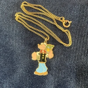 Vintage Popeye The Sailor Man Emaille Halskette Neu aus altem Lagerbestand - Bild 1 von 4