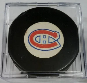 1973-83 MONTREAL CANADIENS VINTAGE NHL VICEROY CANADA OFFICIAL GAME USED PUCK - Picture 1 of 6