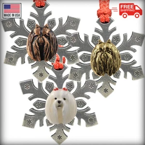 Pewter Maltese Snowflake Christmas Tree Ornaments, Made in the USA - Picture 1 of 5