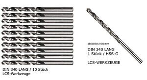 Spiralbohrer Lang 0,6 - 16,0 mm DIN 340 HSS-G Metallbohrer geschliffen Stahl HSS