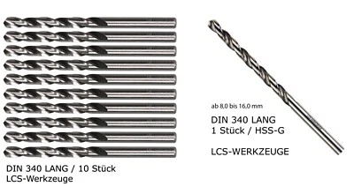 Spiralbohrer Lang 0,6 - 16,0 mm DIN 340 HSS-G Metallbohrer geschliffen Stahl HSS - Bild 1 von 3
