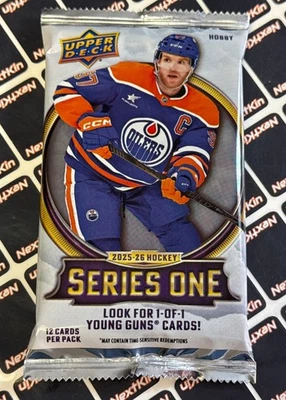 2025-26 Upper Deck Series 1 Hockey U Get 1 Sealed 12 Card Hobby Pack Free Comb - Image 1 of 2