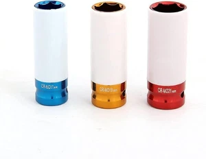 3PCS Alloy Wheel Sockets , Metric Lug Nuts,17mm,19mm, 21mm,1/2 Inch Drive - Picture 1 of 5