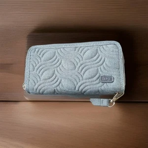 Lug Splits XL Wallet Bloom Blue Double Zip RFID Protection Travel Wristlet - Picture 1 of 8