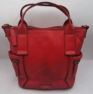 Bolso de Mano Fossil EMERSON Cuero Guijarro CARTERA Rojo - 11 x 10 x 5 Foto 1 de 4