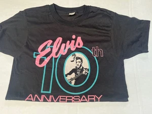 Camisa De Colección Elvis Presley M Negra 10 Aniversario Puntada Única EE. UU. - Imagen 1 de 1