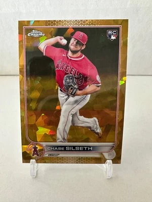 2022 Topps Chrome Sapphire Chase Silseth Gold Rookie 28/50 Angels - Image 1 of 2