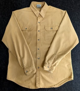 Vintage Prentiss Outdoors 100% Cotton Chamois Cloth Flannel Shirt L Yellow USA - Picture 1 of 12