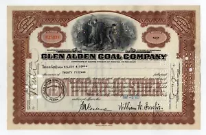 Certificato di Stock Glen Alden Coal Company - Foto 1 di 2