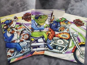 Harley Davidson Cycle Critters Set Of 3 Folders Spike Bull Spot - Picture 1 of 3