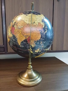 Mesa Escolar Atlas Metal Vintage Giratoria Decoración del Hogar Oficina Mundo Negro Globo - Imagen 1 de 10