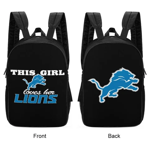 Detroit Lions 2-sided Print Bag Travel Backpack Schoolbag Hiking Bag 17 " Cover