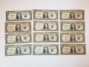 Lot of 12 Bleu Seal Star Note Silver Certificates From 1935 to 1957 Some nice! - Picture 1 of 4