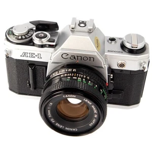 CANON AE-1 SLR 35mm Film Camera w/ Canon 50mm f/1.8 Lens - Tested - Great Cond. - Picture 1 of 9