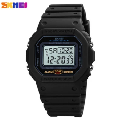 SKMEI Hombre Reloj Deportivo Estudiante Niños Reloj Pulsera Digital LED Cuenta Regresiva Cronómetro Foto 1 de 4