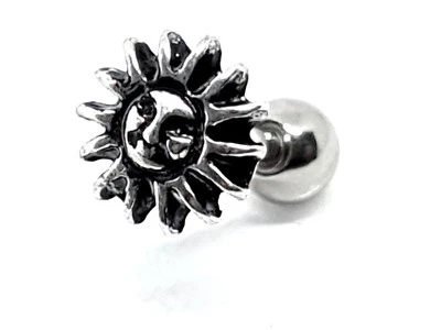 Sun Face Plateado Superior Labret Helix 16g (1,2 mm) Acero Oreja Cartílago Perno Reino Unido Foto 1 de 4