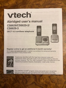 Manuel d’utilisateur abrégé pour téléphone domestique Vtech CS6629 - Photo 1 sur 1