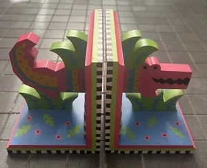 Vintage Elizabeth Brownd Collection Brightly Painted Alligator Bookends - Picture 1 of 18