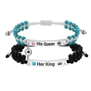 His Queen Her King Matching Couple Bracelets for Boyfriend Girlfriend Him Her - Picture 1 of 8