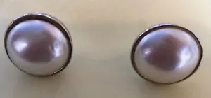 Vintage Imitation Pearl Earrings. 18mm Half Pearl Silver Plated FREE P&P - Picture 1 of 3