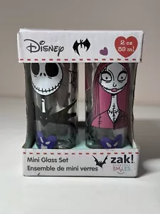 Nightmare Before Christmas Jack & Sally Mini Glasses Disney NWT Set Of 4 - Picture 1 of 4