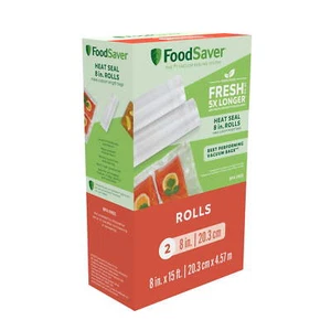 8" X 15' Vacuum Sealer Roll Keep Food Fresh Food Storage Bags, Clear, 2 Pack - Picture 1 of 6