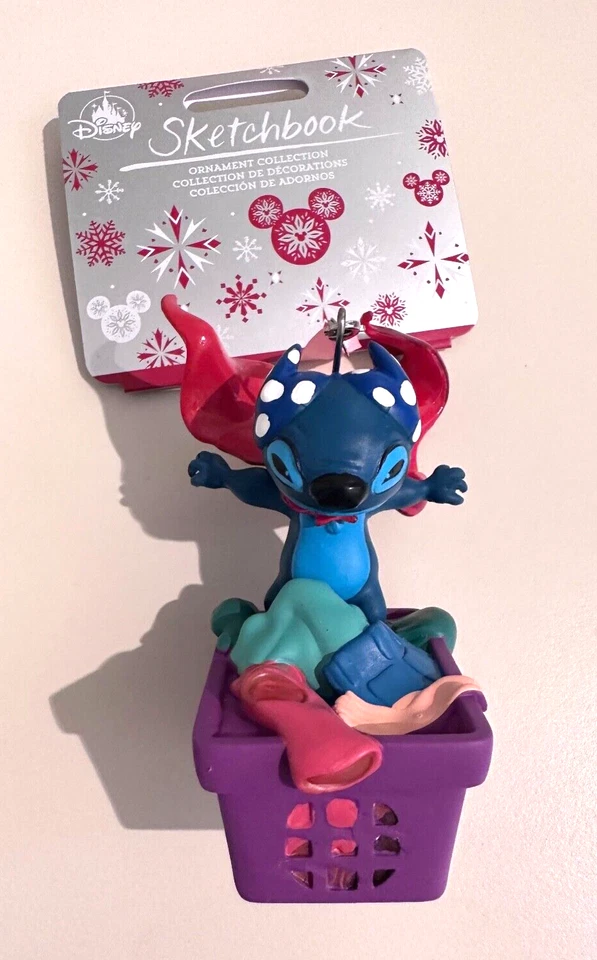 Disney SUPERHERO STITCH in Laundry Basket Sketchbook Ornament Lilo & Stitch