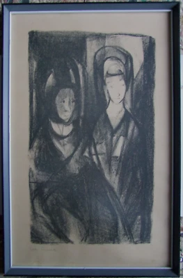 Liv Lund 1923-1988 , sign. Orig.Lithografie Avantgarde um 1940/50, Samen - Bild 1 von 4