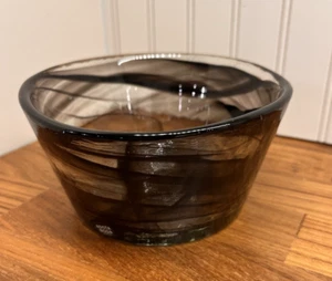 Kosta Boda Smoky Black Gray Art Glass Crystal Bowl Decor Sweden Stunning - Picture 1 of 12