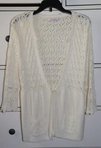Cárdigan Damas Intuiciones Marfil Crochet Manga 3/4 Talla M - Imagen 1 de 9