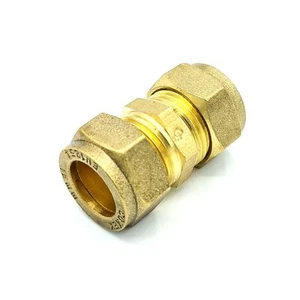 Acoplador recto de 15 mm Acoplamiento de compresión de latón - Imagen 1 de 2