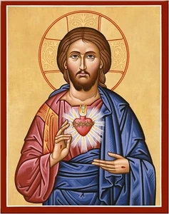 JESUCRISTO ICONO SAGRADO CORAZÓN 8x10" estampado satinado ultra premium - Imagen 1 de 1