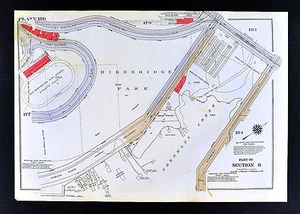 1934 New York City Map Manhattan Washington Heights Nagle Avenue Dyckman Street - Picture 1 of 2