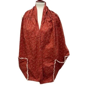 Vintage Handmade Calico Paisley Cotton Shawl Wrap W Lace Lined Pockets - Picture 1 of 3