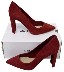 ALDO Damas Preciosos Febriclya Cuero Rojo Oscuro Tacón Bloque Zapatos EU 36 UK 3 - Imagen 1 de 9