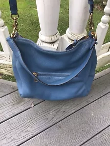 COACH BAG 93811 Pebble Blue Shoulder Leather Handbag Or Crossbody Blue - Picture 1 of 8