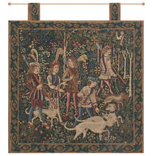 Unicorn Hunt (With Loops) Belgian Medieval Unicorn Tapestry Wall Hanging
