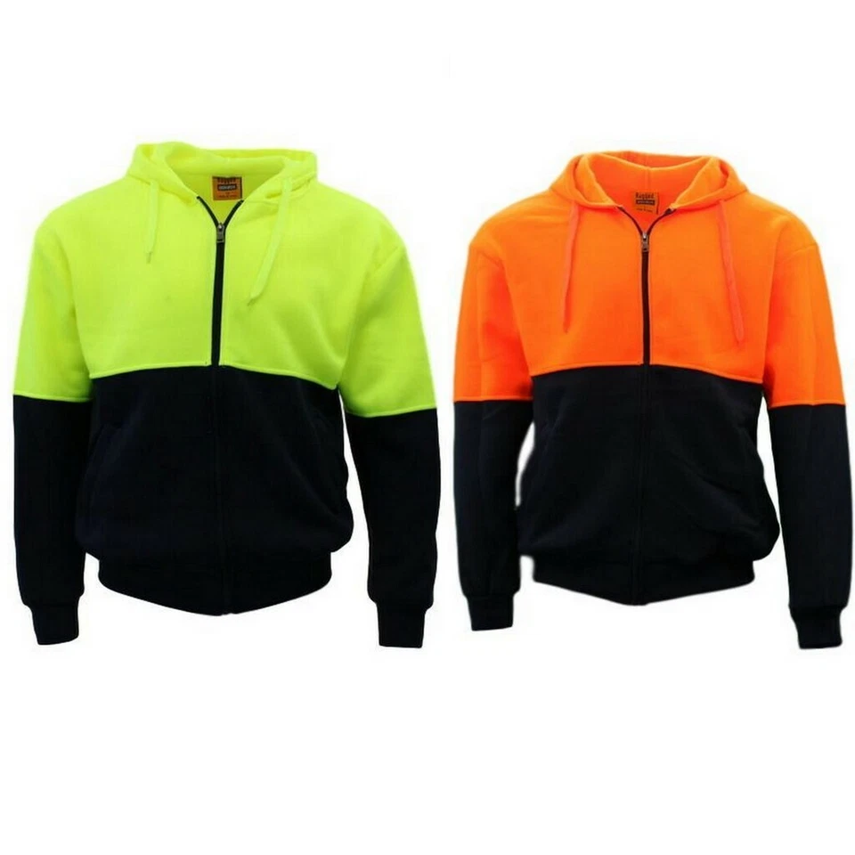 Hi-Vis Hooded Safety Workwear Fleece-lined Fleecy Full Zip Jumper Hoodie Jacket - image 1 of 1