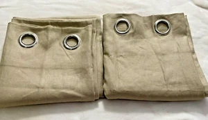 West Elm Linen Curtains Set of 2 solid Beige with Grommets 48"x84" EUC - Picture 1 of 12